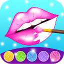 Glitter Lips with Makeup Brush Set coloring Game