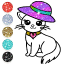 Cute Kitty Coloring Glitter